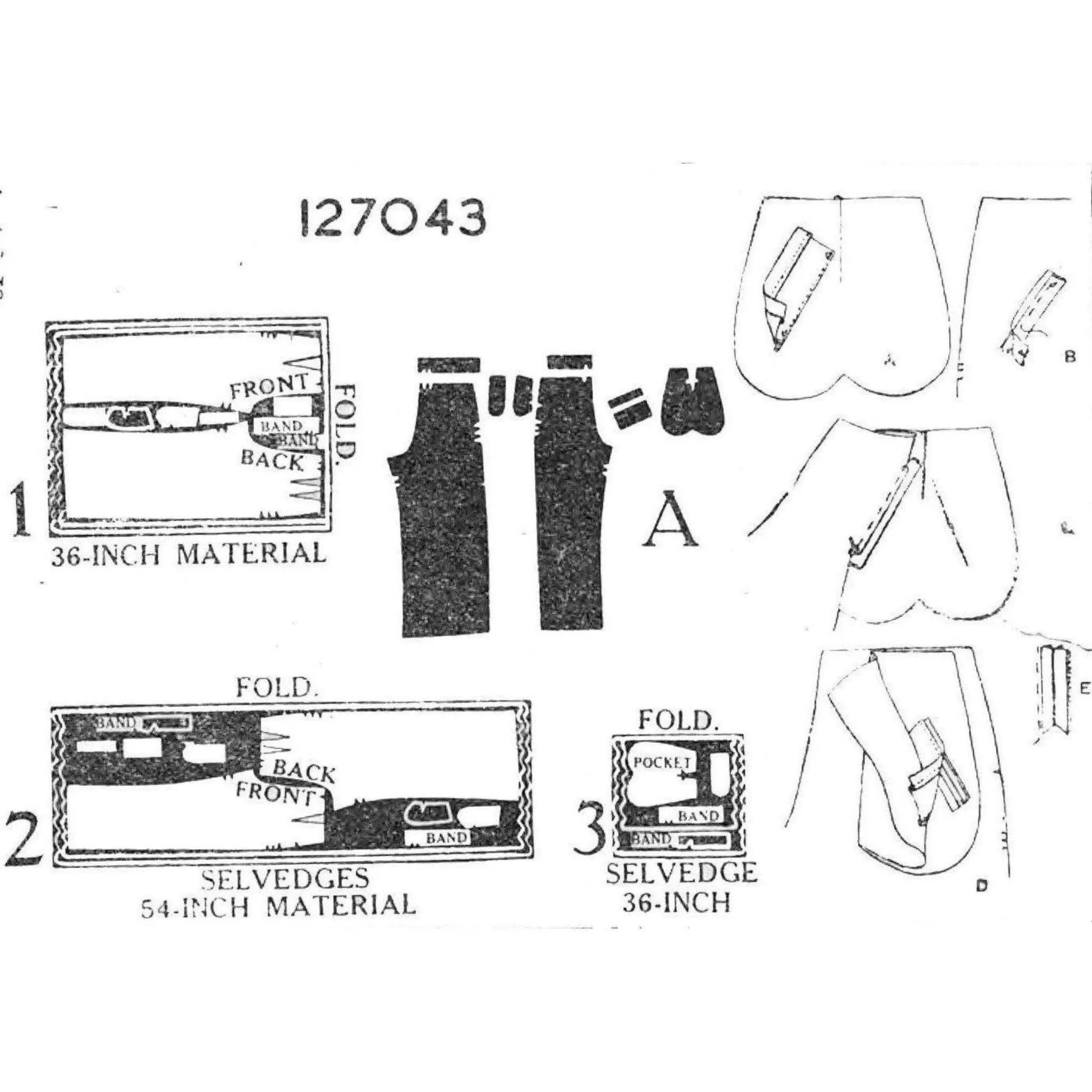 1930's Vintage Sewing Pattern: Women's Wide Leg Slacks, Trousers - Waist 29" (73.7cm)