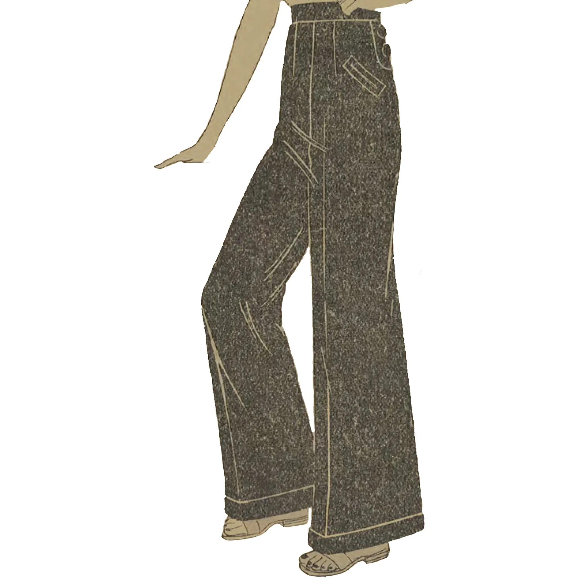 1930's Vintage Sewing Pattern: Women's Wide Leg Slacks, Trousers - Waist 29" (73.7cm)