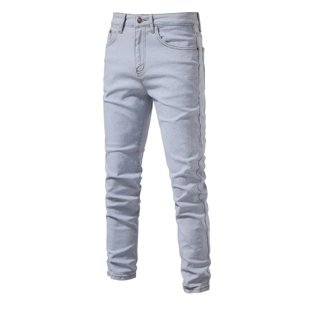 2023 Autumn New Jeans Men's Solid Color Slim Fit Straight