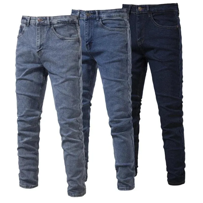 2023 Autumn New Jeans Men's Solid Color Slim Fit Straight