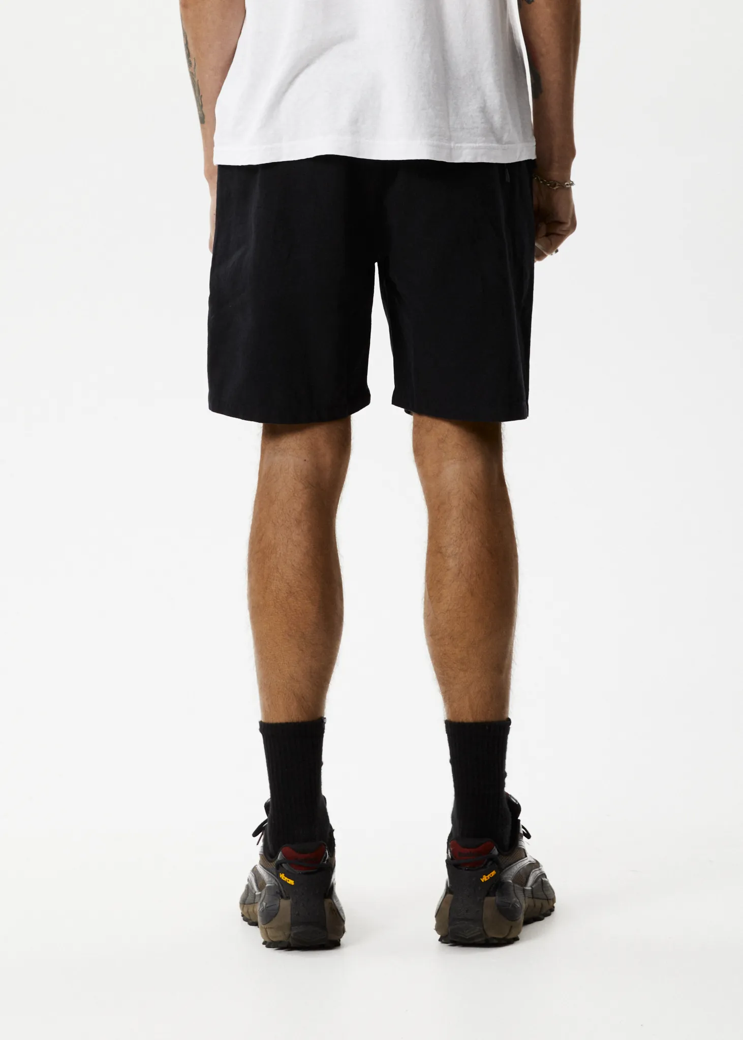 AFENDS Mens Cabal - Elastic Waist Technical Shorts - Black