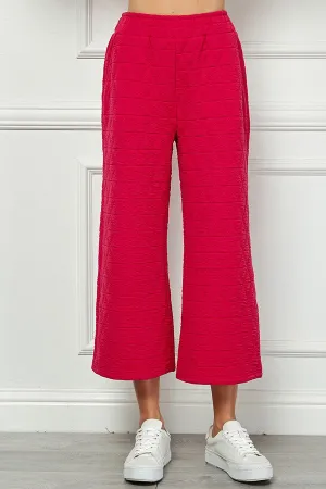 Barbie Pink Quilted Cropped Wide Pants