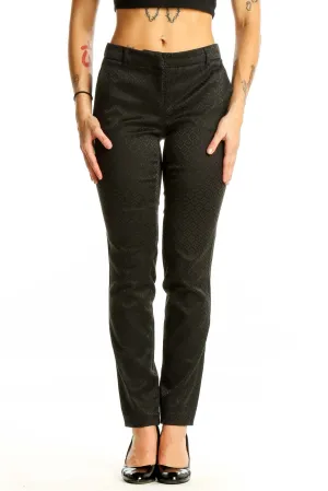 Black Textured Slim Fit Trousers