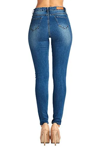 BLUE AGE Womens Destroyed Ripped Distressed Skinny Jeans (13, JP0082_DK)