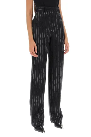 broken pinstripe trousers