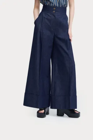 Casual High-Rise Flared Denim Pants