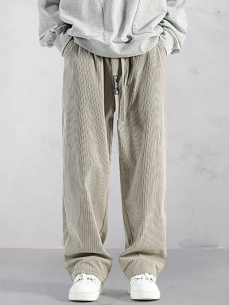 Casual Straight-Leg Corduroy Pants