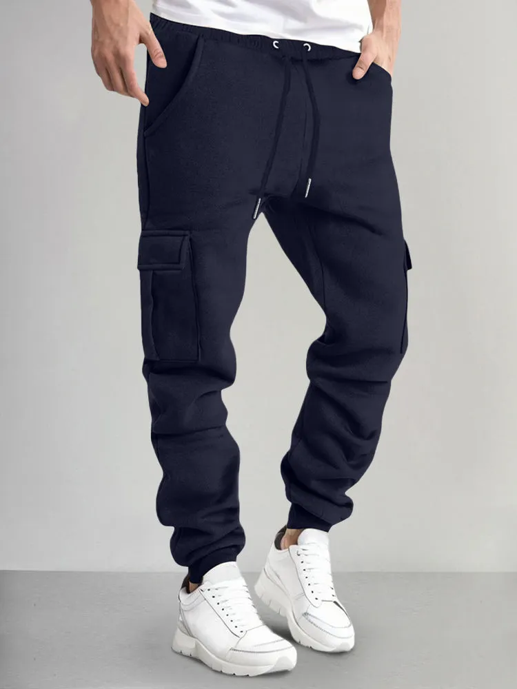 Casual Thermal Fleece Cargo Sweatpants