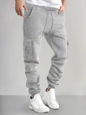 Casual Thermal Fleece Cargo Sweatpants