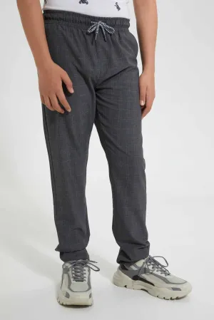 Charcoal Checkered Casual Trouser