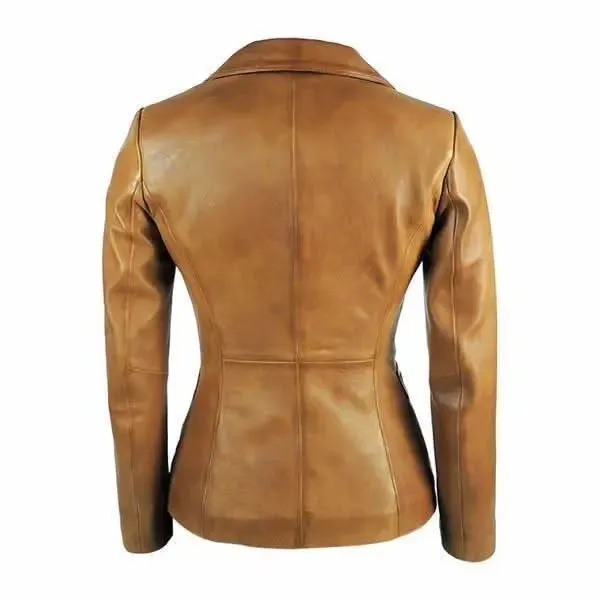 Chic Women's Tailored Tan Lambskin Leather Jacket