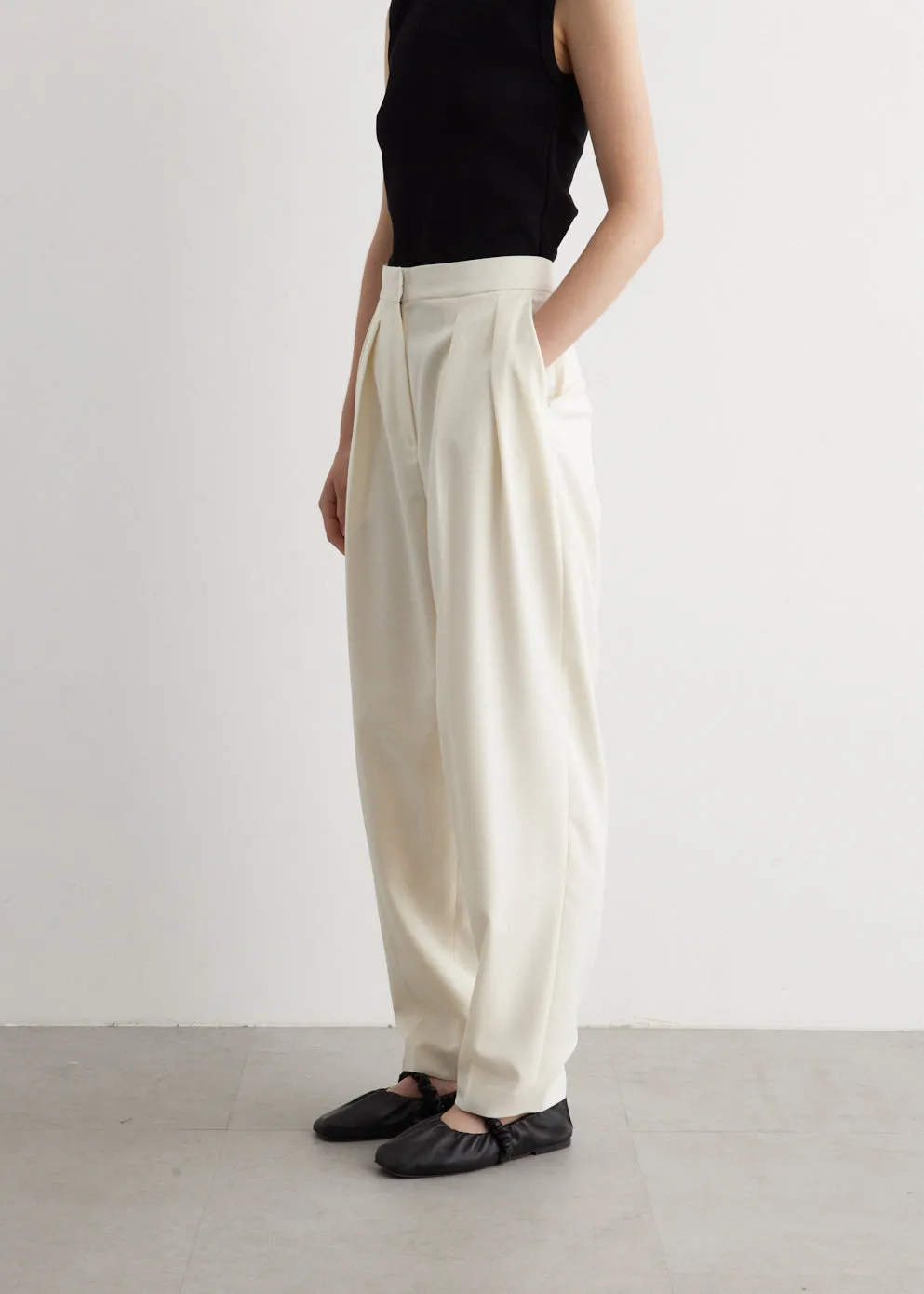 Double Pleat Tailored Trousers