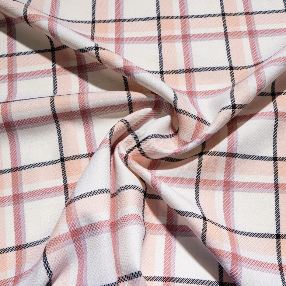 Dusty Pink & Black Checkered Ivory Pure Wool