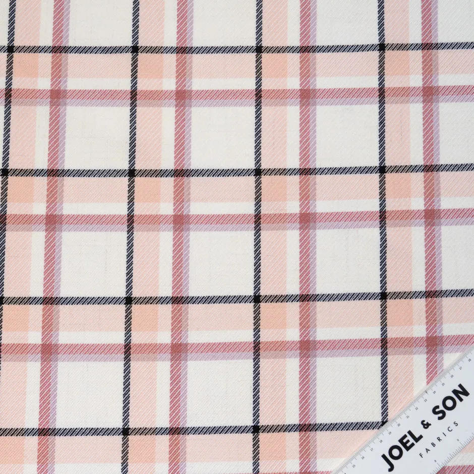 Dusty Pink & Black Checkered Ivory Pure Wool