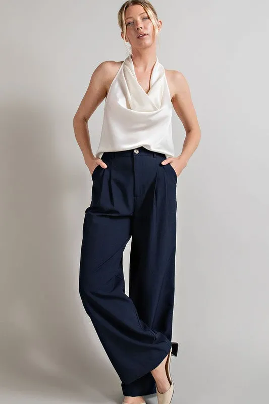 EESOME Classic Pleated Straight Leg Pants