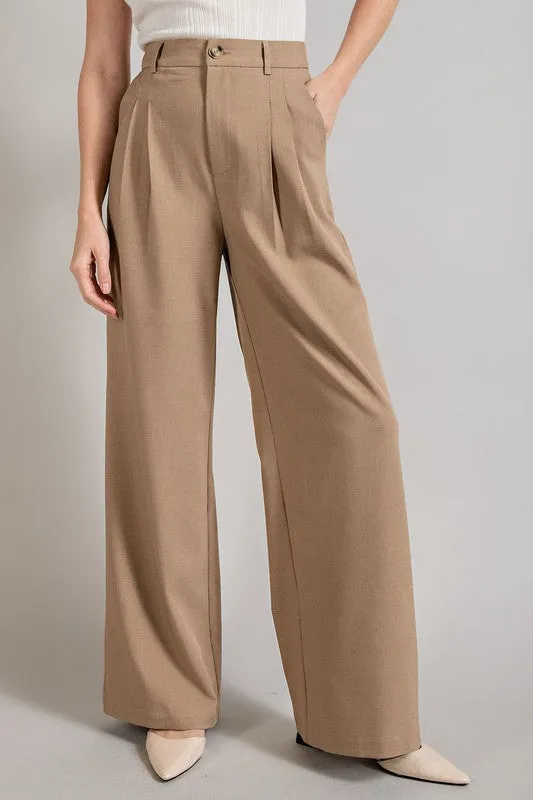 EESOME Classic Pleated Straight Leg Pants