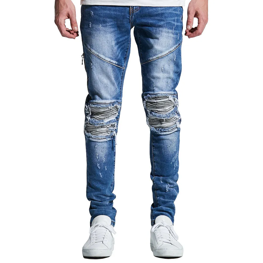 Embellish Mackenzie Ripped Denim Jeans Washed Blue