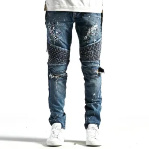 Embellish Turkish Biker Denim Indigo Distressed