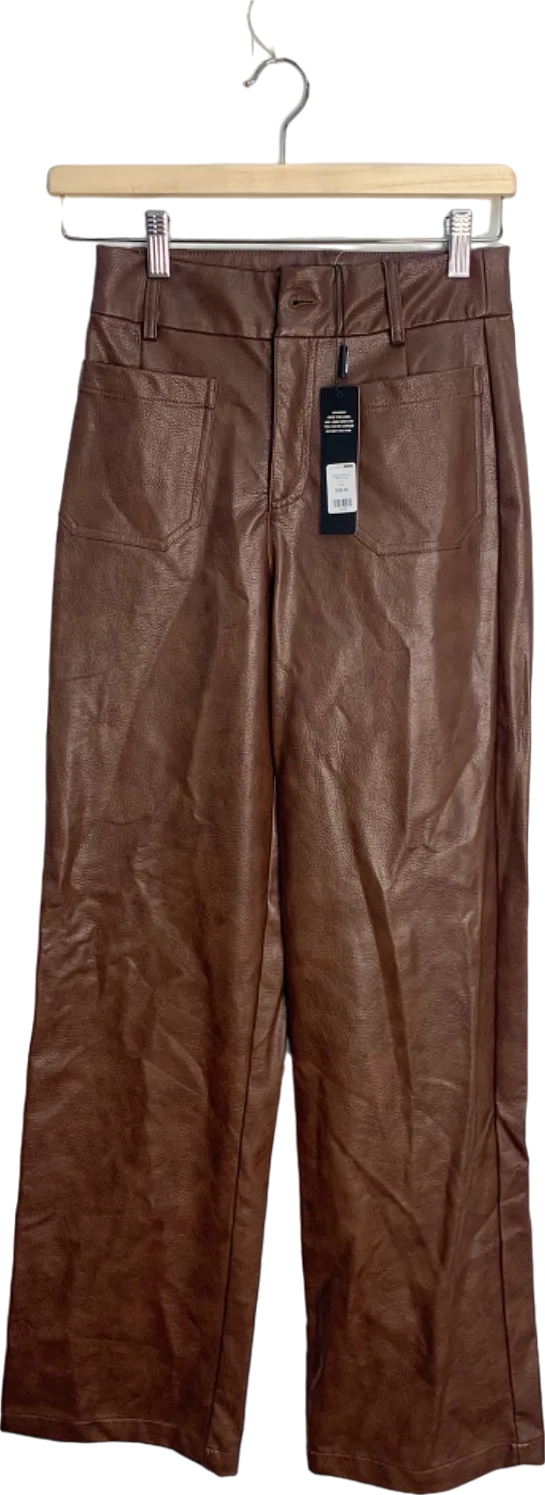 Fashion Nova Brown Azalea Washed Faux Leather Trouser XS