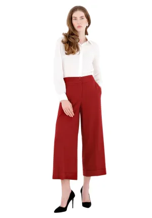 G-Line Burgundy Wide Leg Cropped Pants