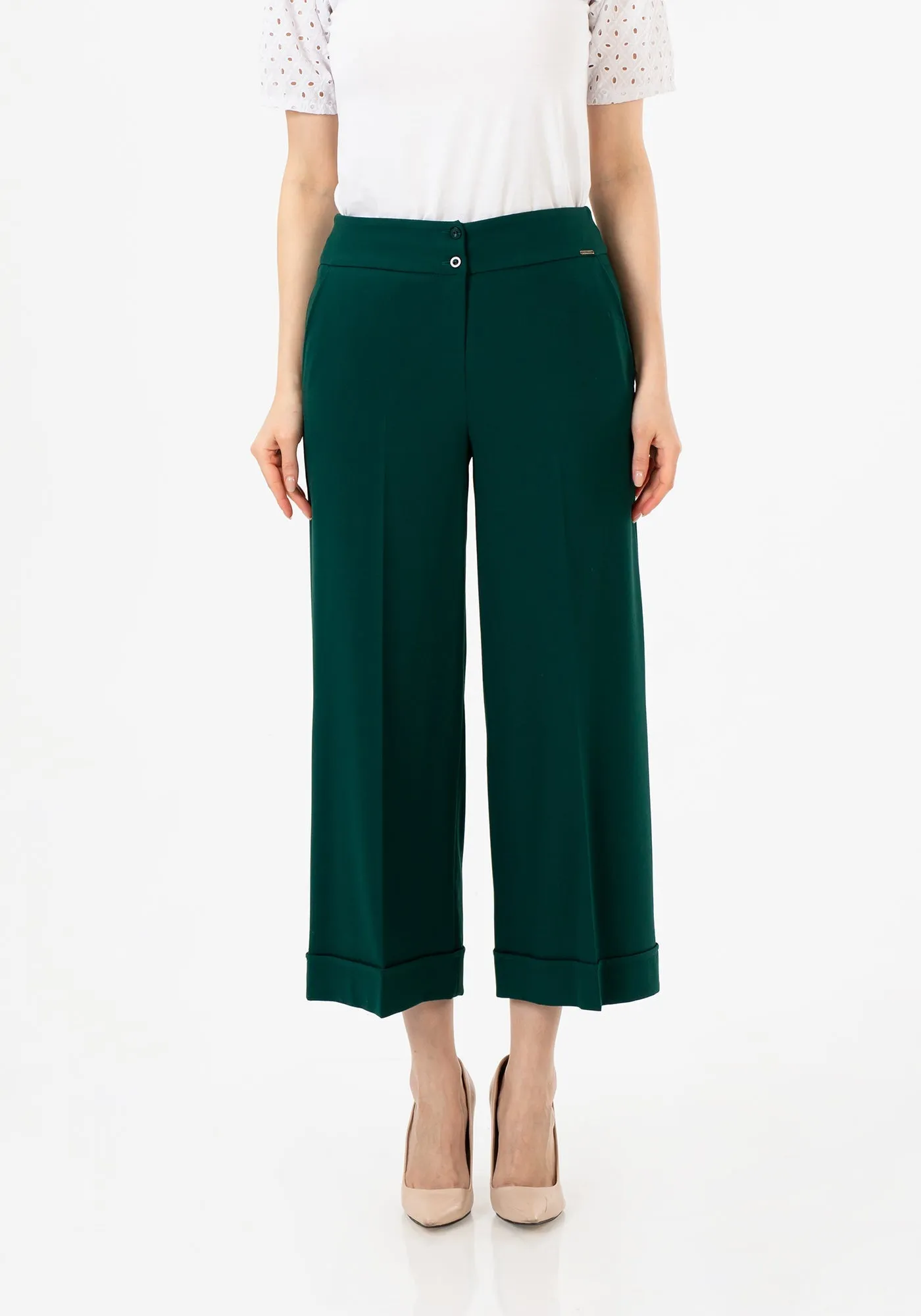 G-Line Green Wide Leg Cropped Pants