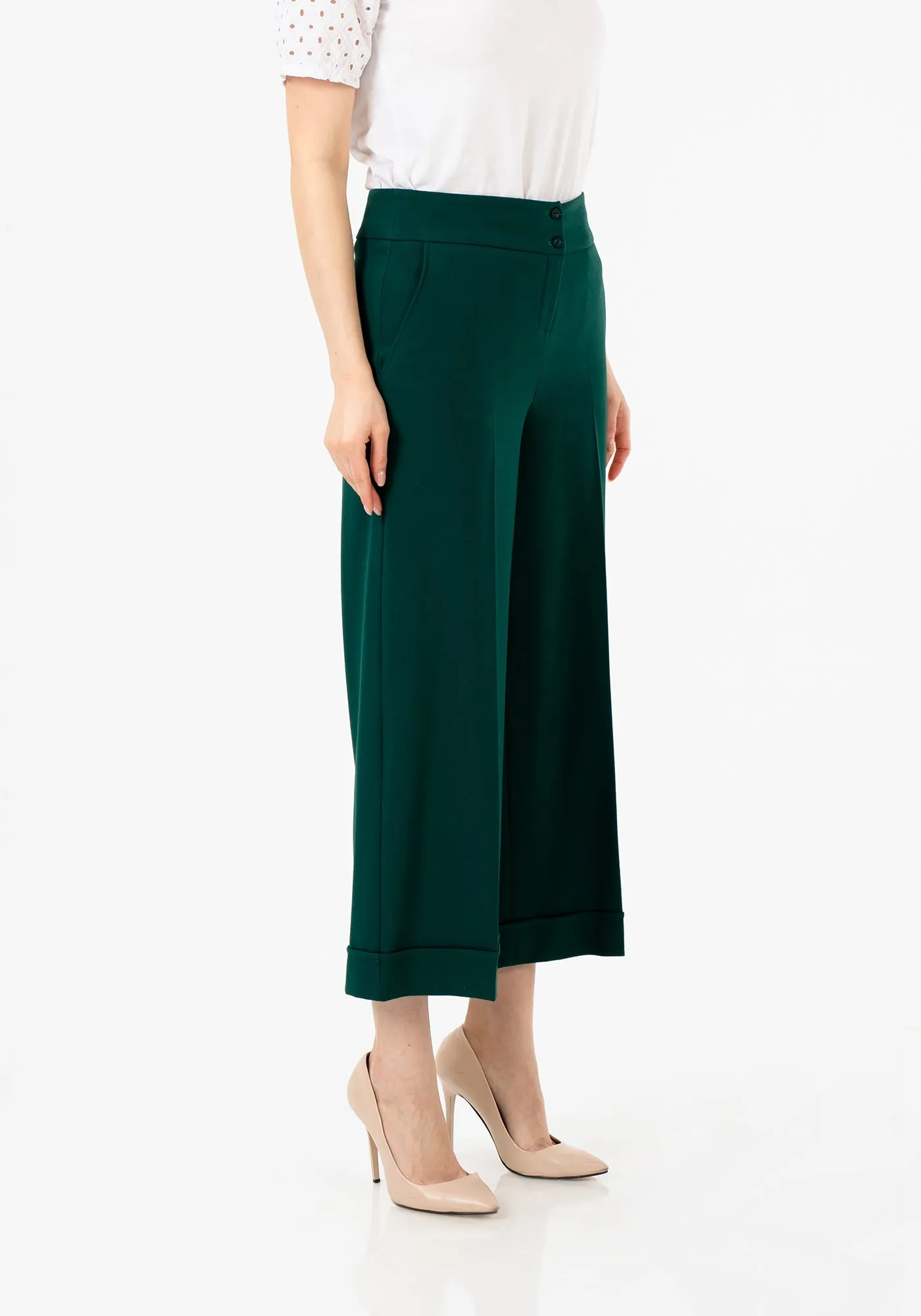 G-Line Green Wide Leg Cropped Pants