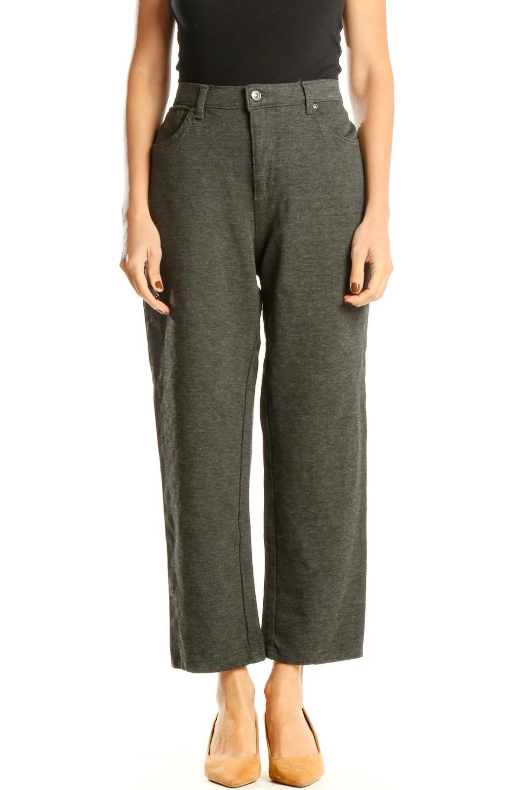 Gray Casual Straight Leg Pants