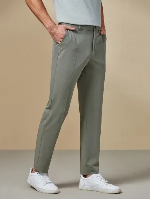 Grey Zip Fly Tailored Pants