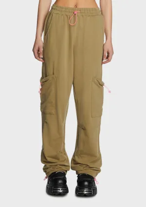 Khaki Cargo Jersey Joggers