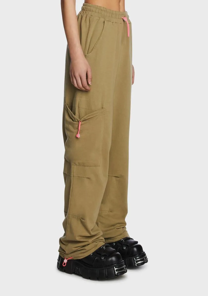 Khaki Cargo Jersey Joggers