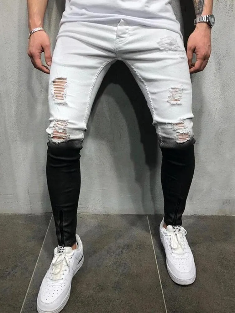 Men's Skinny Stretch Ripped Slim Fit Denim Jean