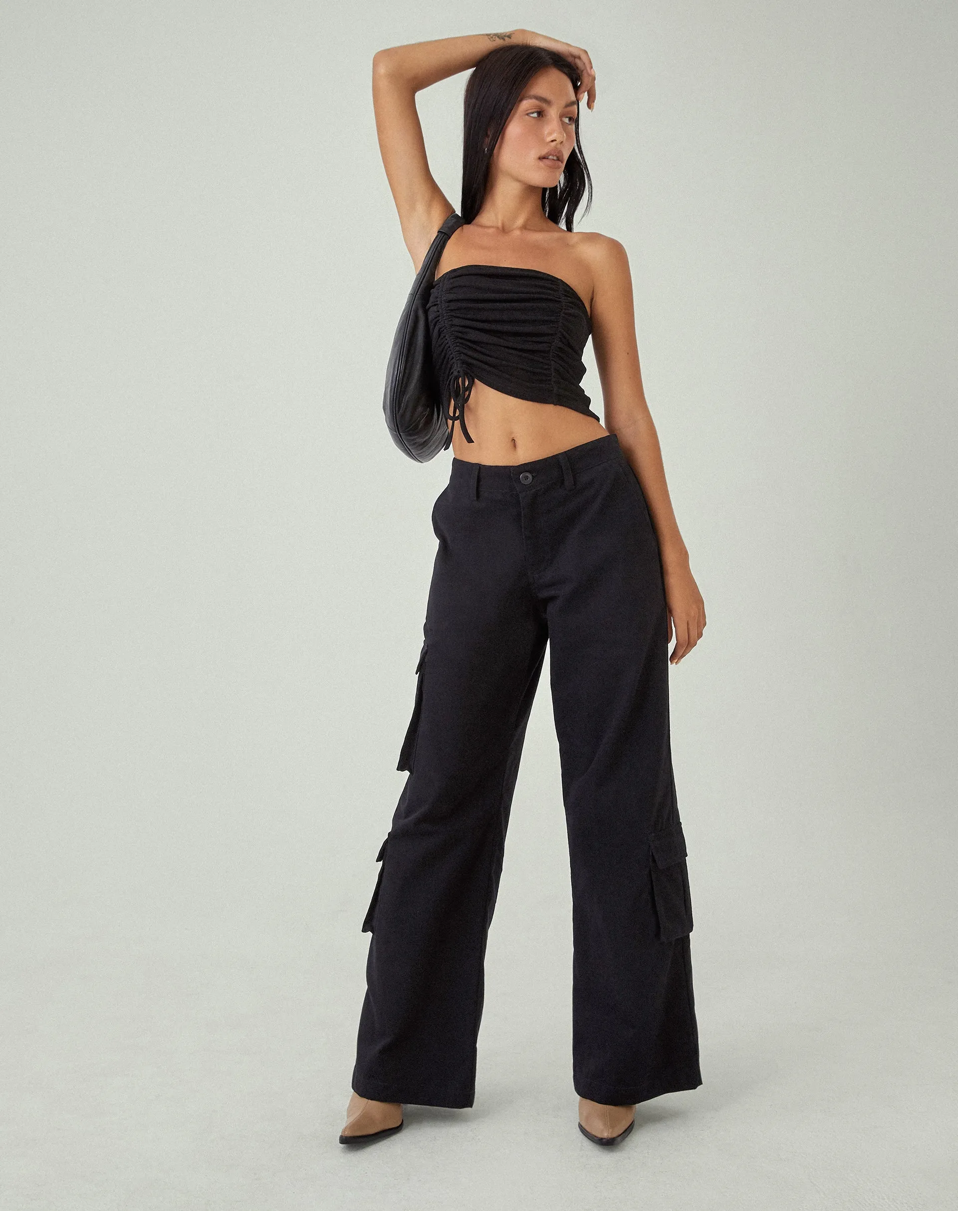 MOTEL X JACQUIE Shan Wide Leg Trouser in Black