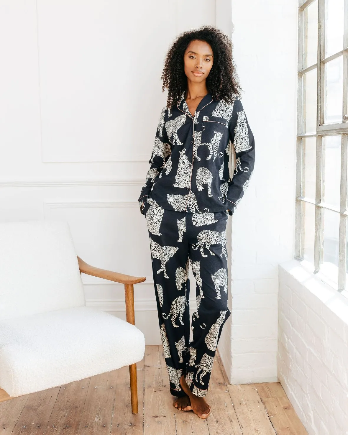 Organic Cotton Leopard Print Long Pyjama Set