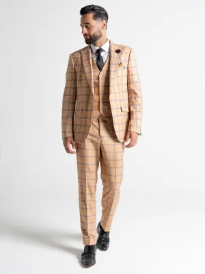 OXFORD SOFT ORANGE WITH NAVY BLUE CHECKS DETAILING