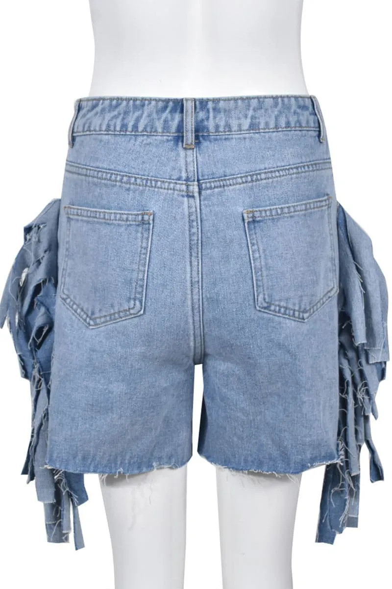 PB328 Ripped Cutout Denim Shorts