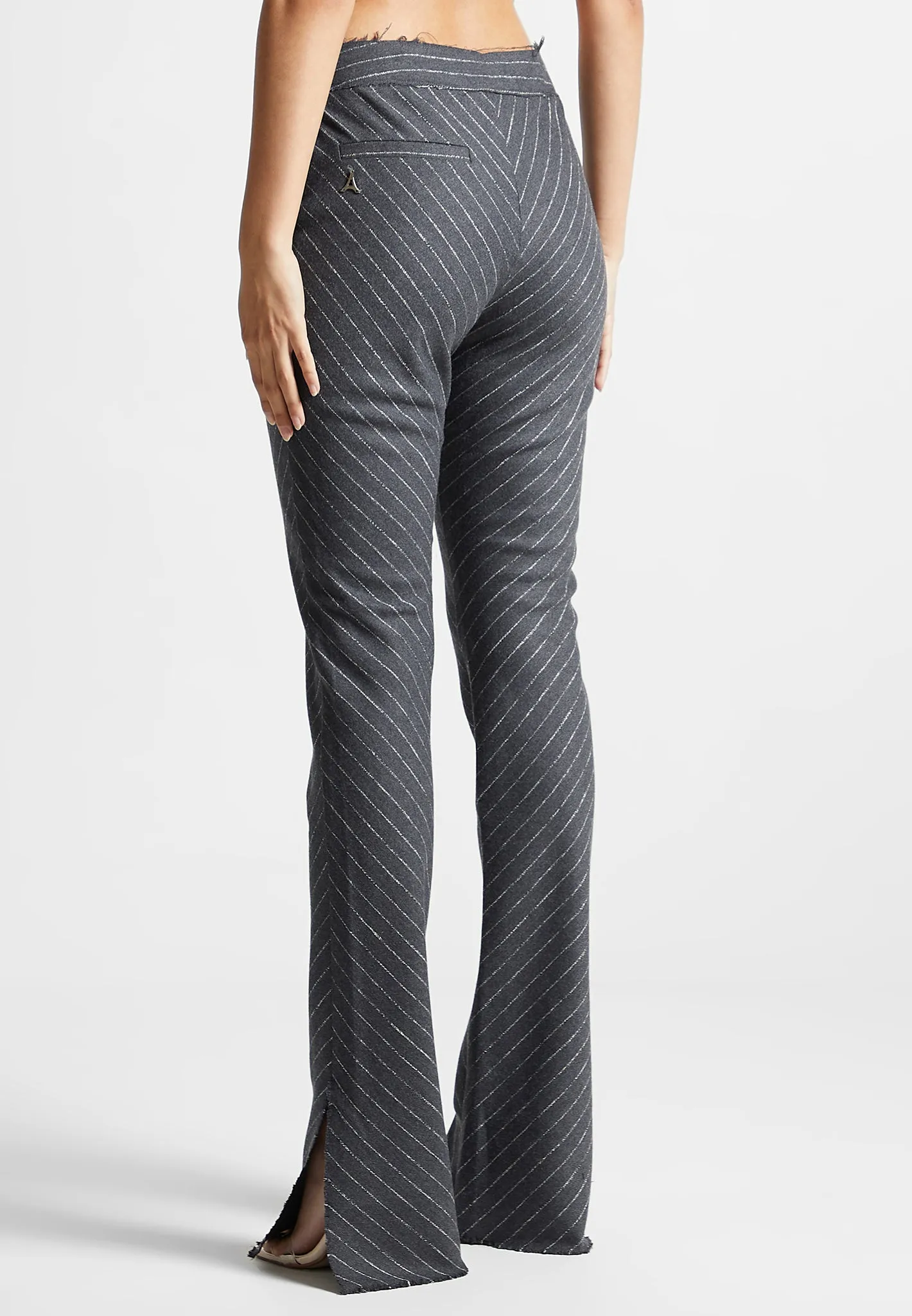 Pinstripe Mini Flared Trousers - Grey