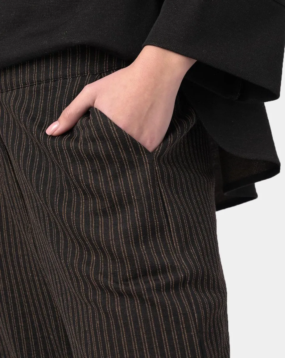 Pinstriped Elastic Waist Pants