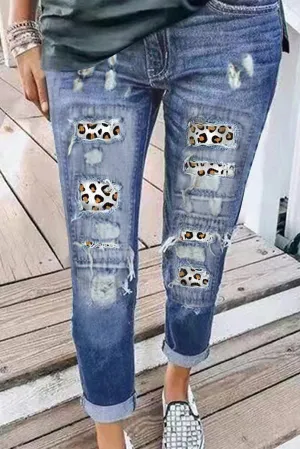 Print Ripped Jeans