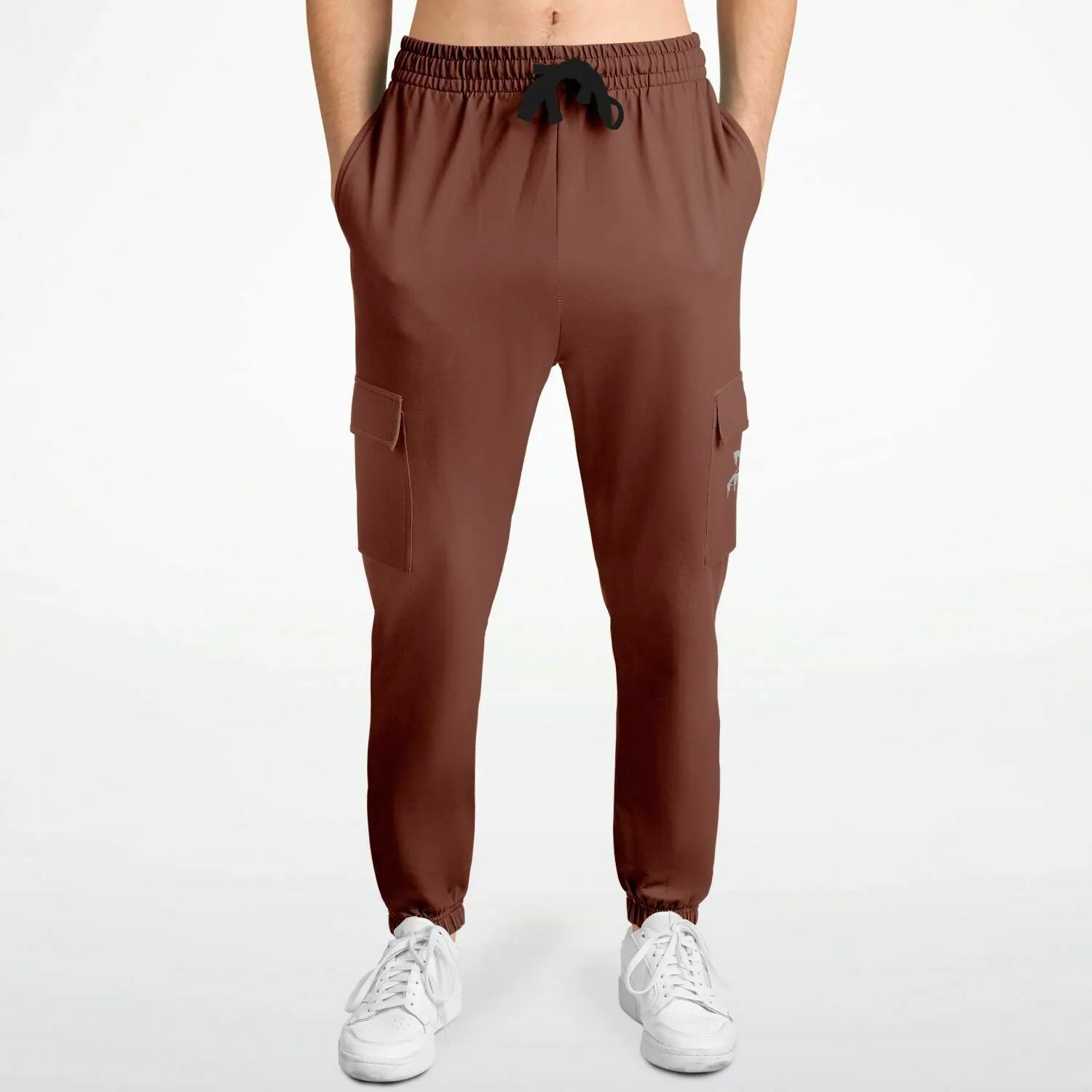 Recycled Polyester Brown Athletic Cargo Sweatpants