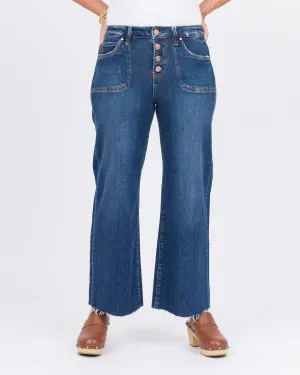 Risen High Rise Crop Wide Button Up Jeans