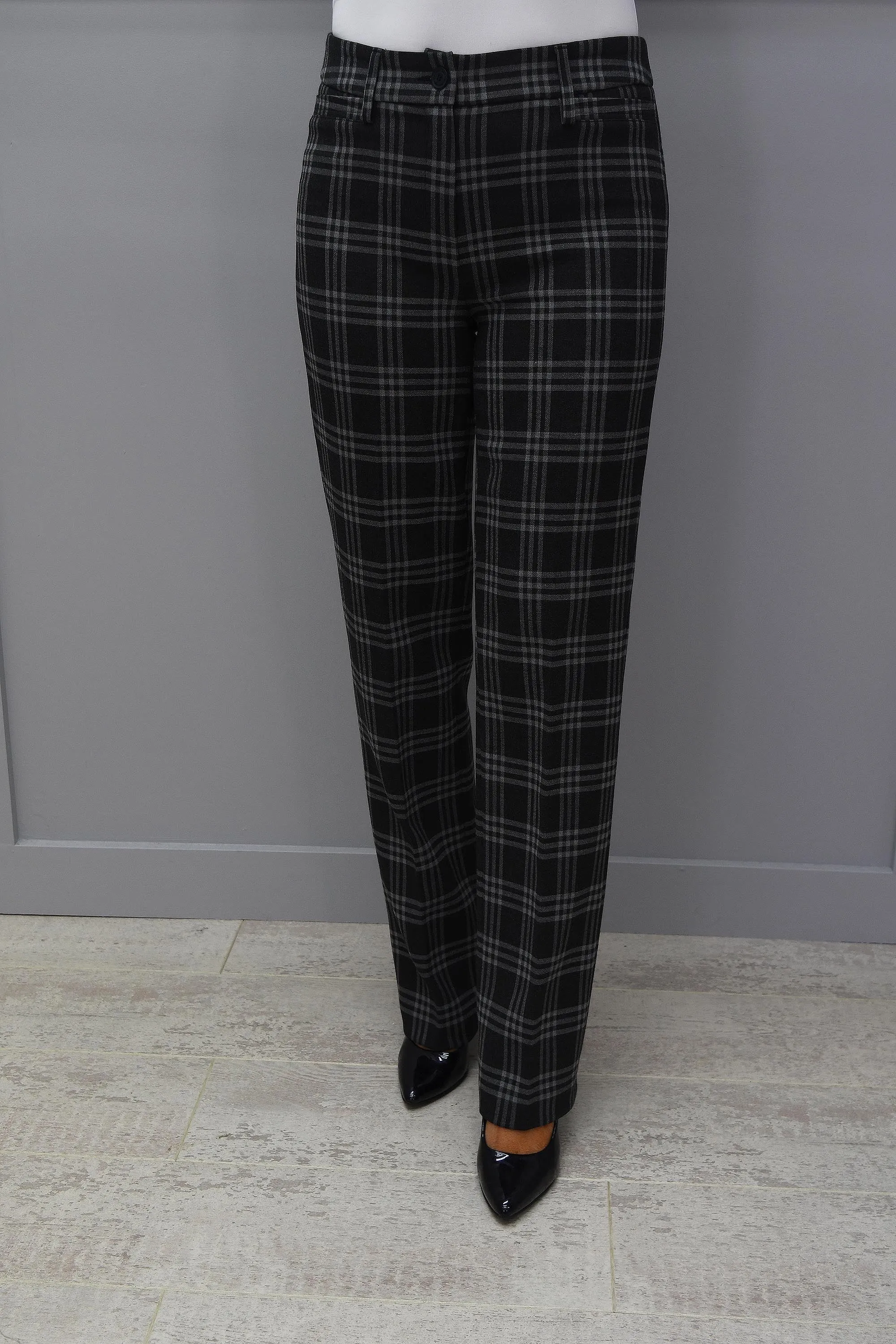 Robell Charcoal Grey & Light Grey Check Sissi Trouser - 51488 54919 97