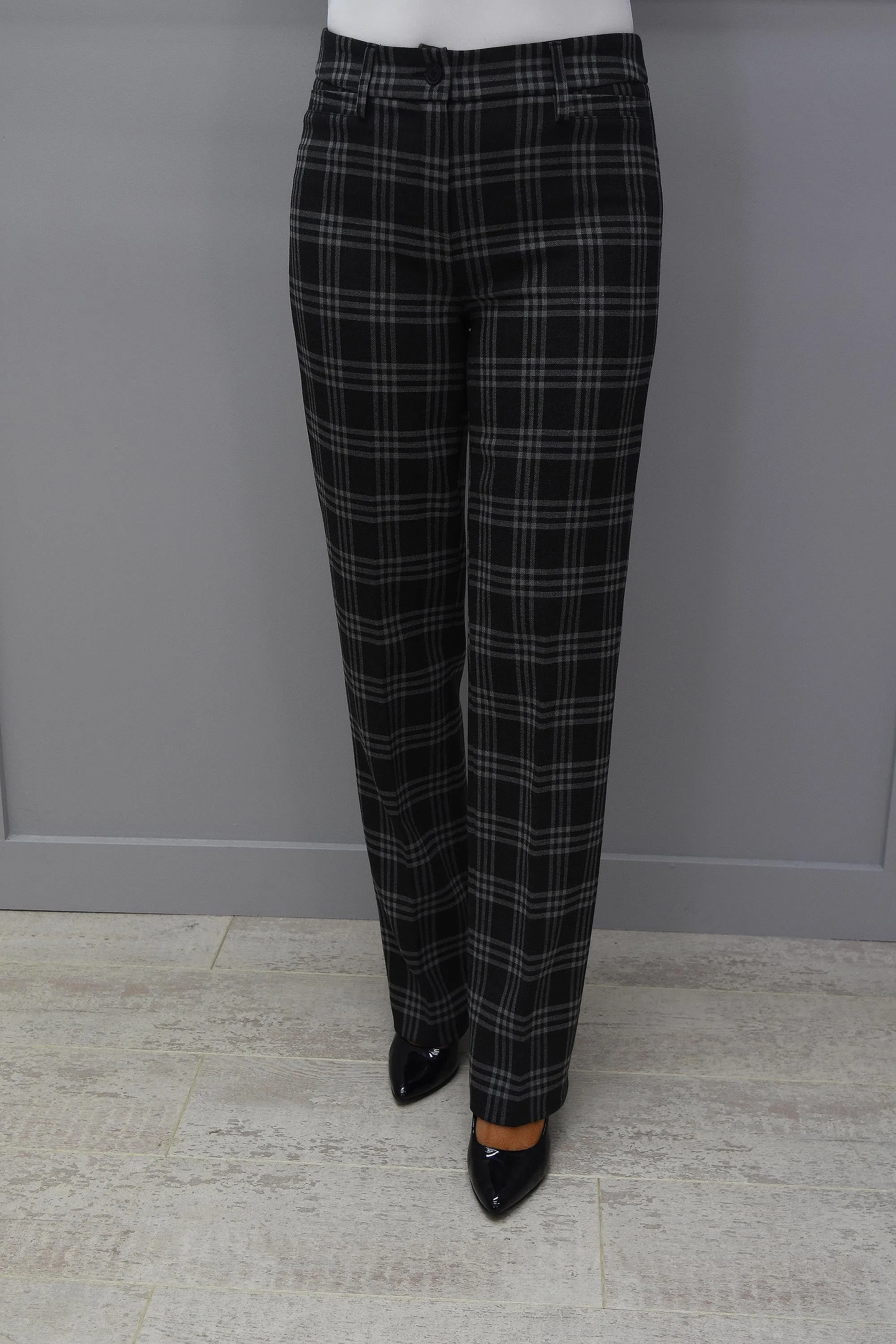 Robell Charcoal Grey & Light Grey Check Sissi Trouser - 51488 54919 97