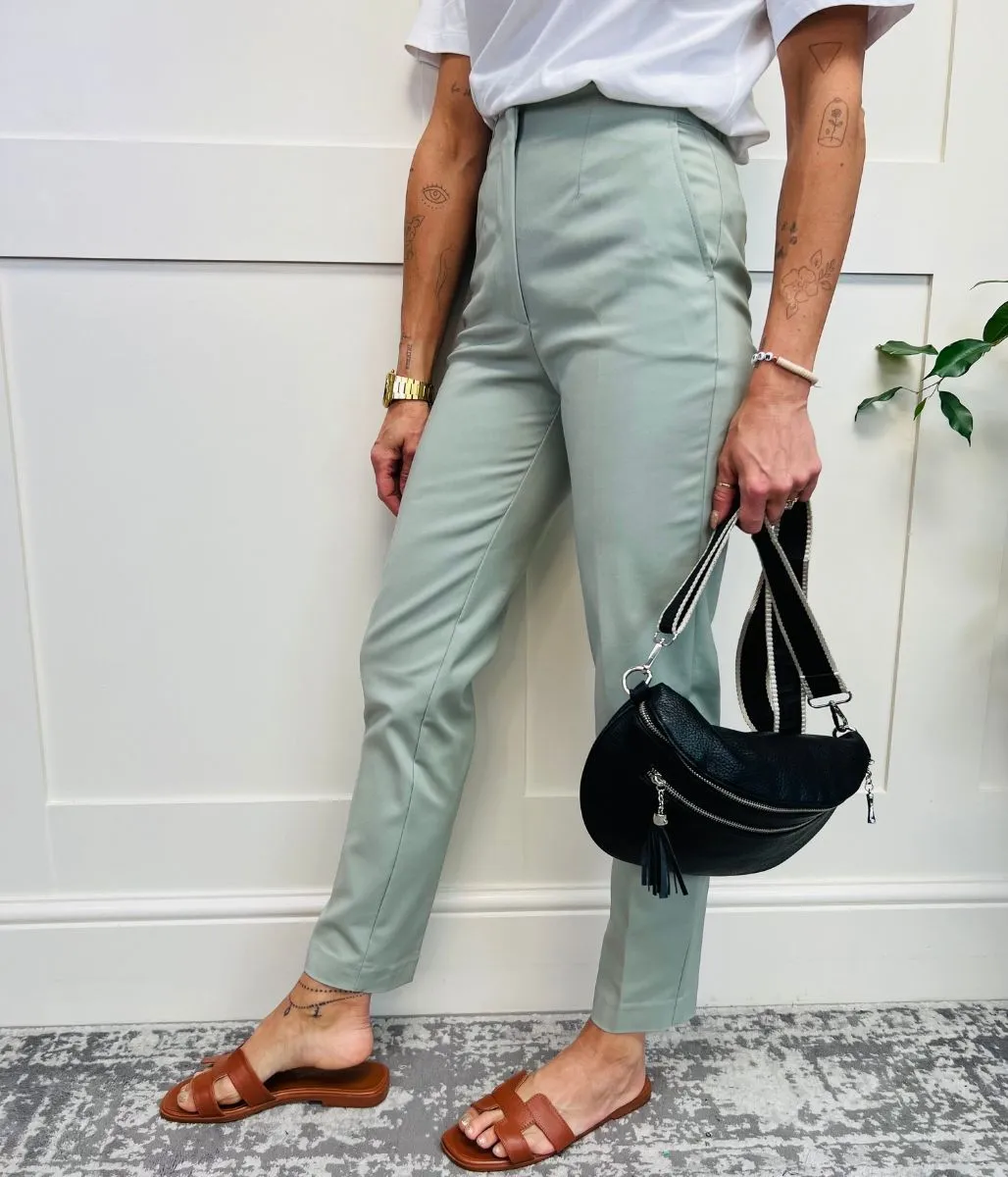 Sage Slim Fit Ankle Grazer Trousers