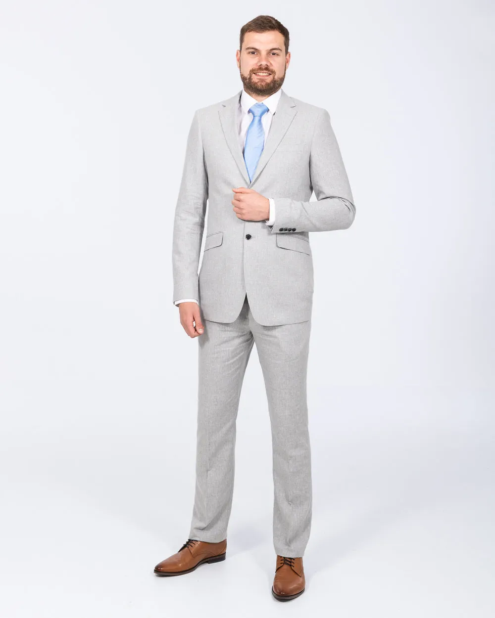 Skopes Tuscany Slim Fit Tall Linen Blend Suit (silver)