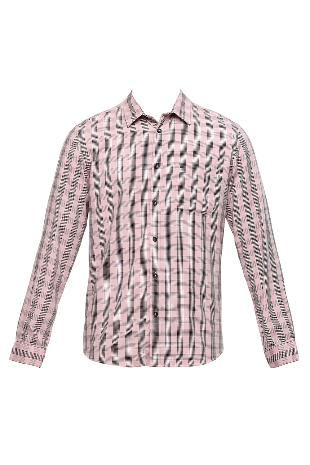 Slim Fit Polyester Viscose Twill Checks Shirt