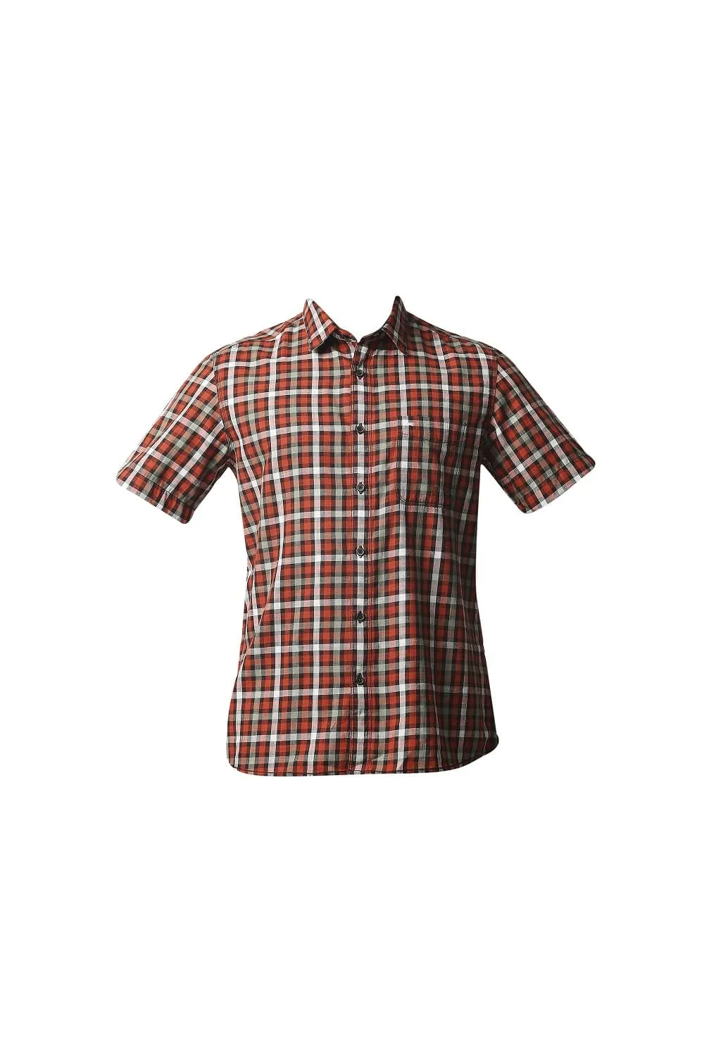 Slim Fit Slub Twill Checks Halfsleeves Shirt