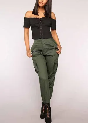 Solid Color High Elastic Waist Casual Harem Pants