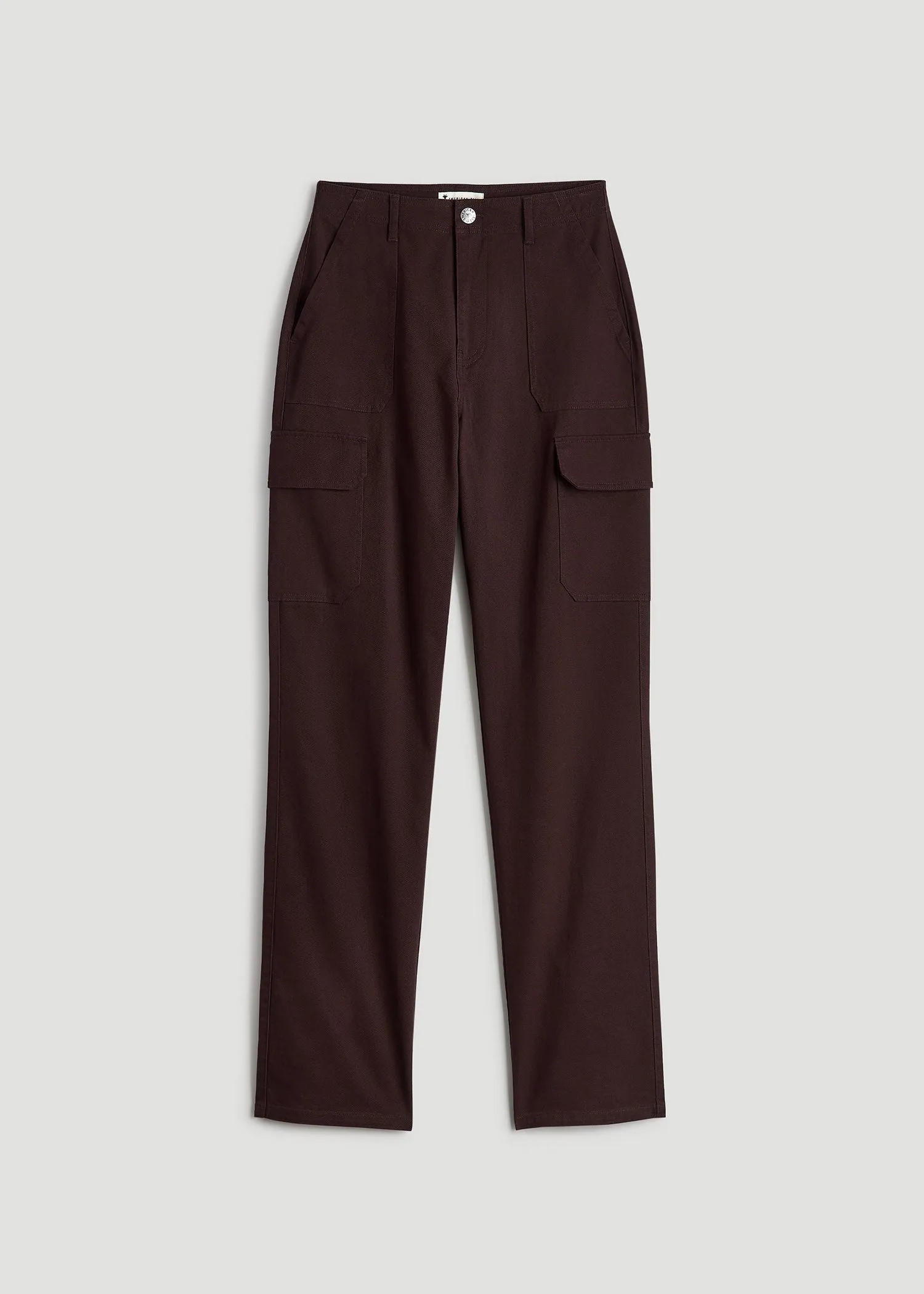 Straight Leg Cargo Chino Pants for Tall Women in Oxblood