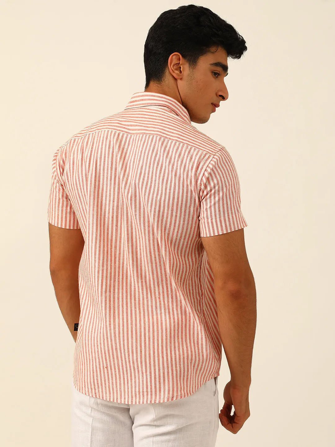 Striped Cotton Linen Slim Fit Shirt