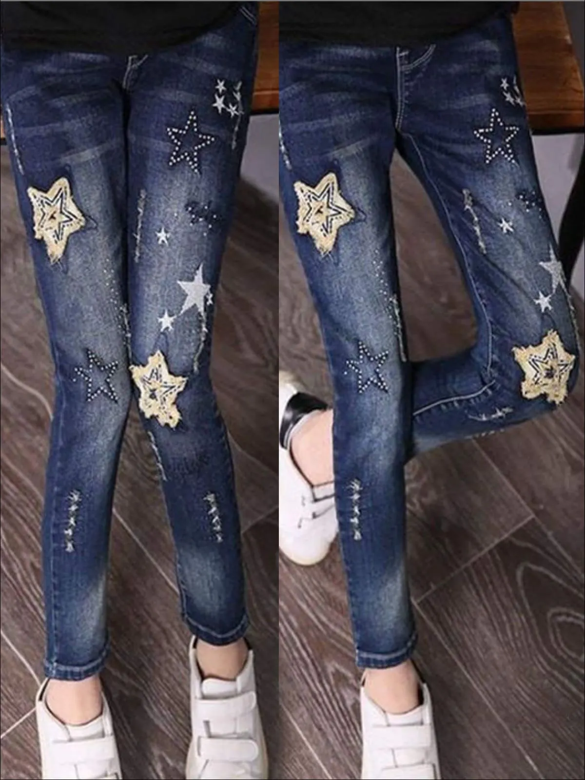 Sweet Stars Patch Dark Wash Skinny Jeans